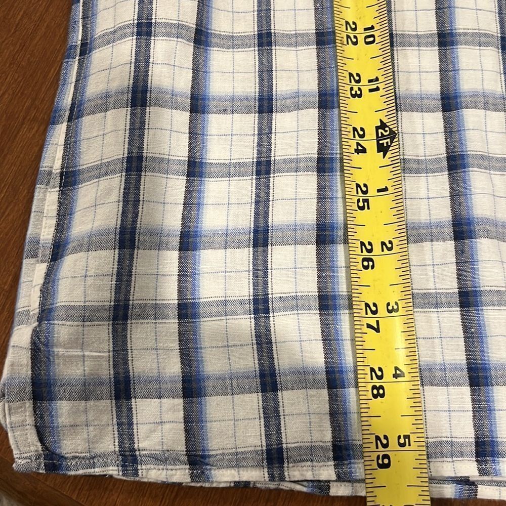 Scott Barber Men’s Linen Blend Short Sleeved Plaid Shirt Size Large. - Picture 5 of 6